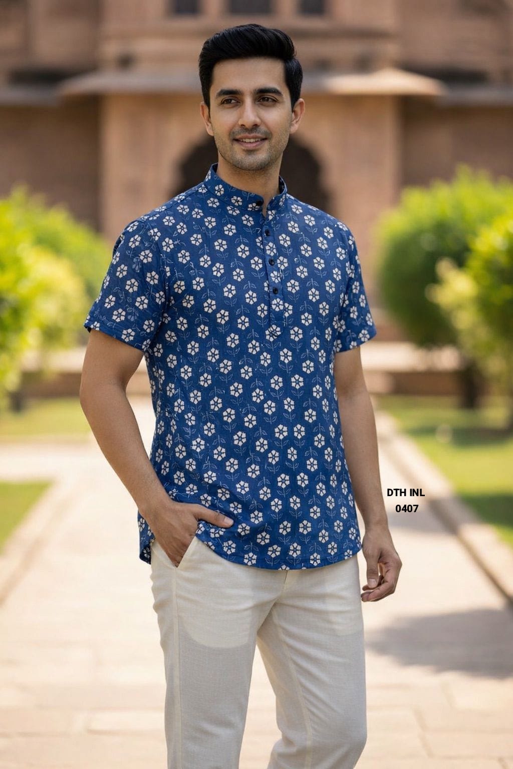 Men’s Lavender Purple Ethnic Printed Short Kurta Shirt